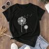 Dandelion Print Crew Neck Women T-Shirt Girl Harajuku Y2K 90s Casual Short Sleeve Top For Spring & Summer, Female Clothing