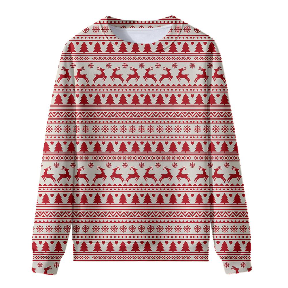 

Рождественский Лось Красные Свитшоты Свободный Круглый Вырез Флис Женские Пуловеры Графическая 3D Печать Одежда Зима Повседневная Женская Мужская Толстовка XXXL