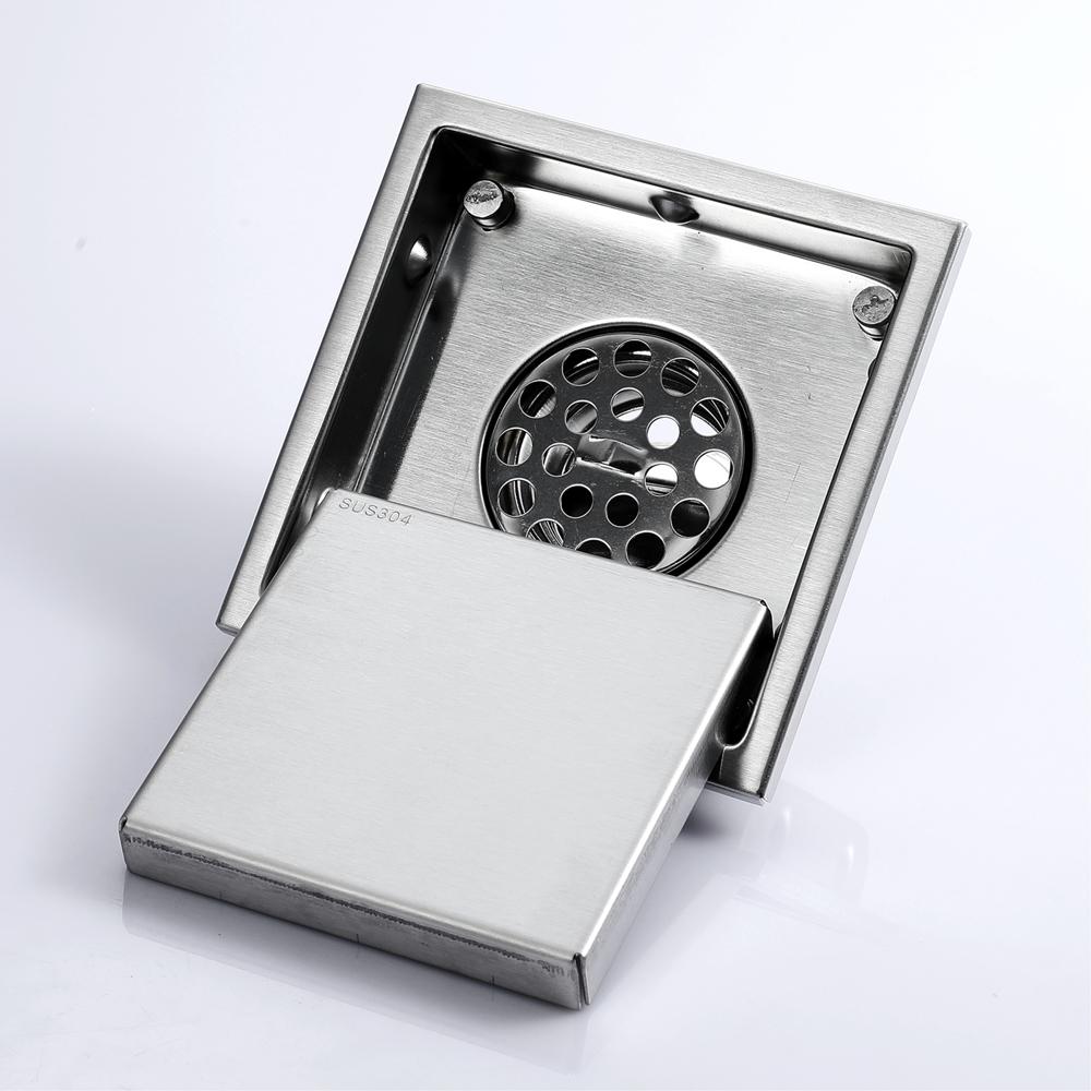 150*150mm Bathroom AccessoriesBlack 304 Stainless Steel Antidor Shower Floor Drain  Hotel  Bathroom Accessories Brushed