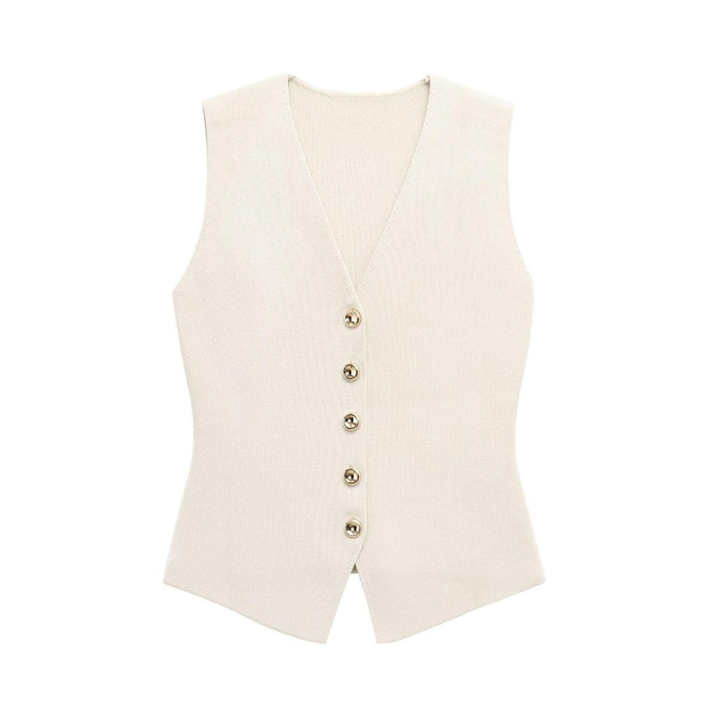 2025 Spring Women's Street Fashion Knit Vest & Midi Skirt Set
