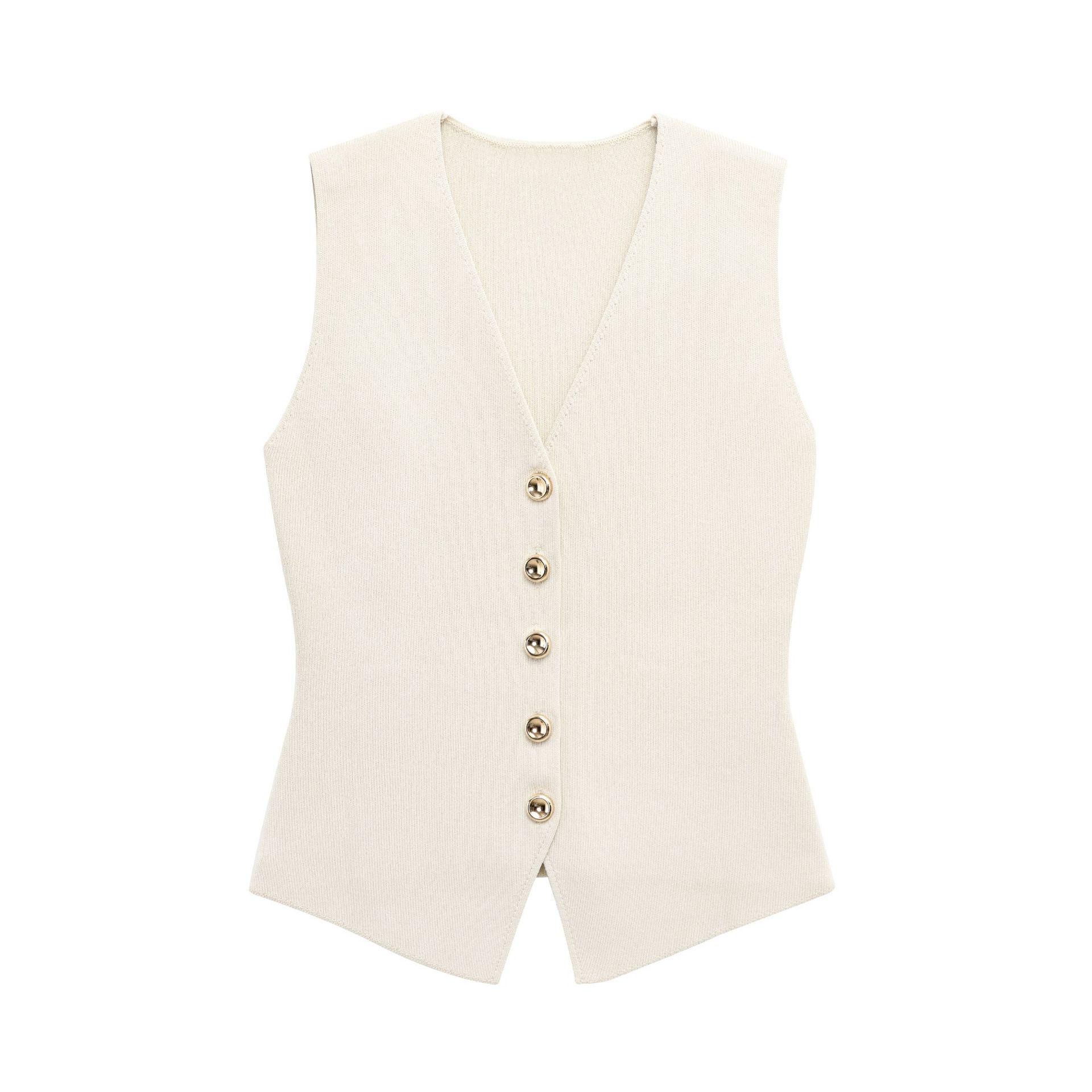 

Весна 2025 Женский уличный стиль Вязаный жилет и юбка миди Large