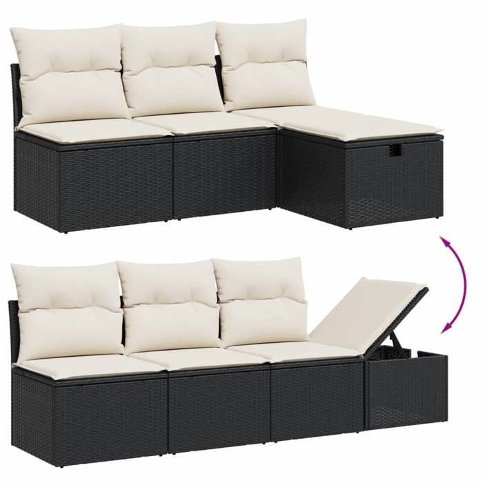VidaXL Salon de Jardin avec Coussins 7 pcs, Canapés de Terrasse, Ensemble de Meubles de Patio, Mobilier d'Extérieur, Noir 3263192