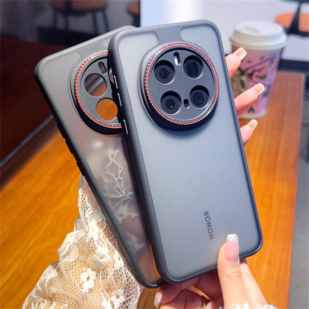 Husă Pentru Honor Magic7 Pro 5G Inel Lentilă Roșie Rezistentă la Șocuri TPU+PC Translucidă Acoperire Telefon