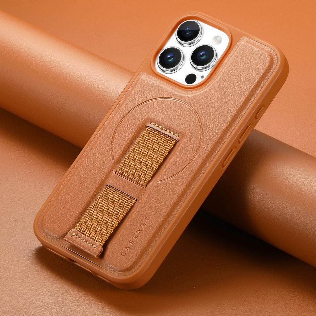 Wristband Anti-Drop Leather Case For iPhone 16 Pro Max 16e 15 14 13 12 For Magsafe Wireless Charging Magnetic Phone Cover Bumper