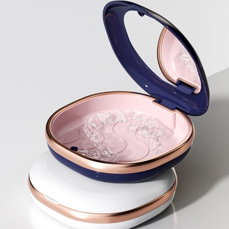 Portable Retainer Case Denture Case,Mouth Guard Case with Mirror Teeth Aligner Case Mouth Guard Case Easy To Use Gifts