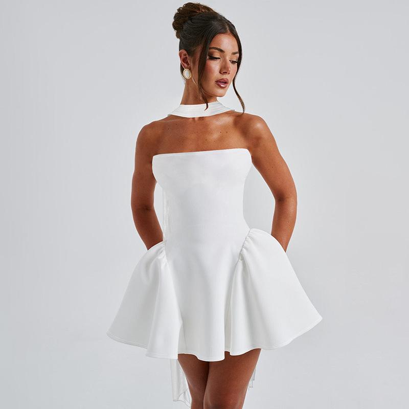 New Fashion Back Zipper Strapless Short Dress