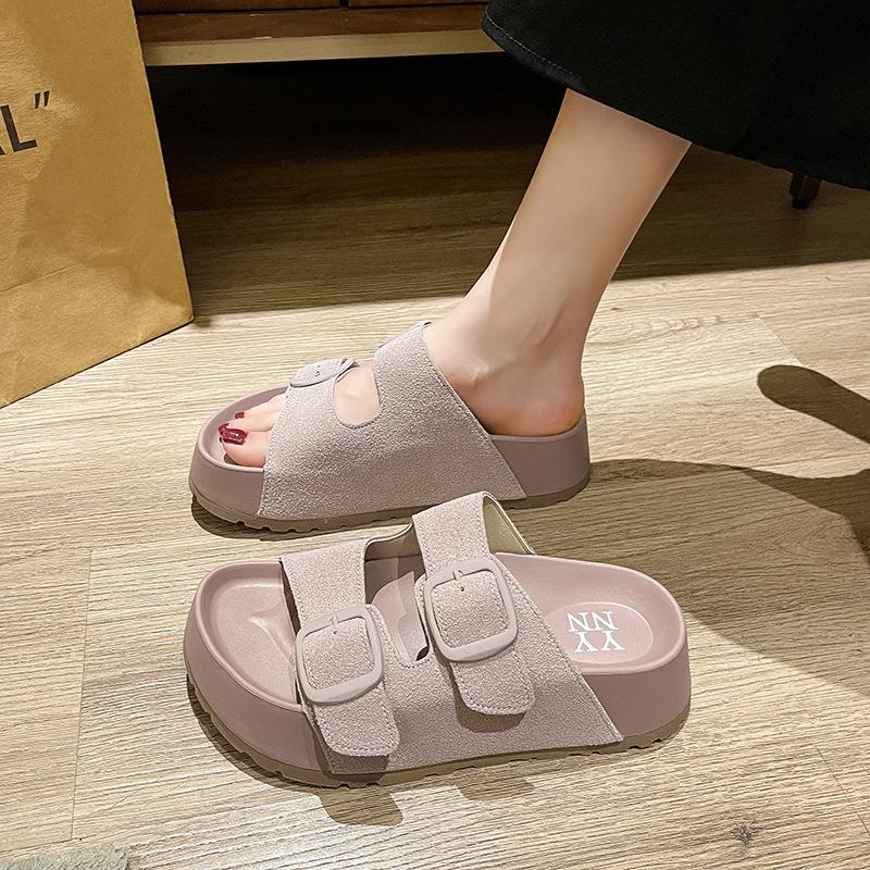 

Босоножки Boken на толстой подошве для женской летней носки, ретро, универсальные, повседневные сандалии, новинка 2025 года, босоножки Boken на одной перемычке 36