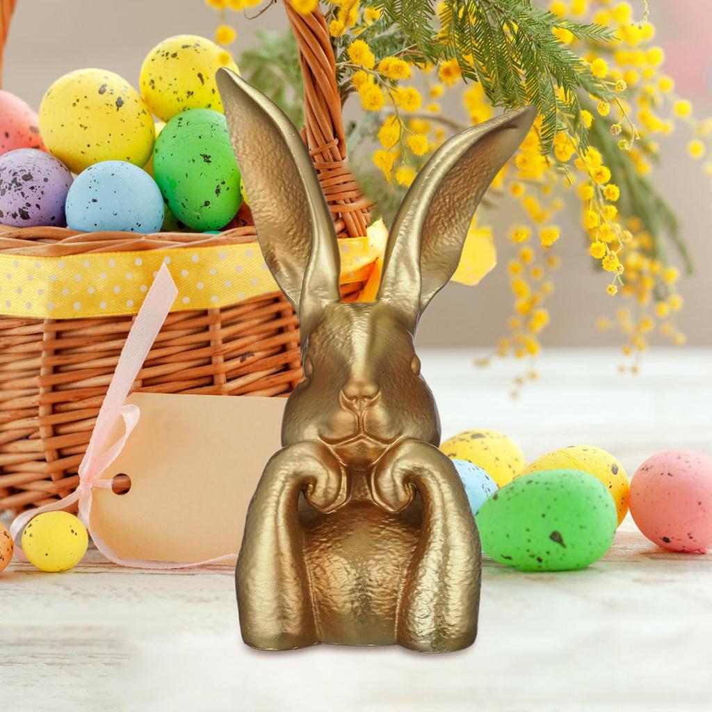 Rabbit Gold Decor Spring Gold Rabbit Sculpture Bunny Tabletop Ornament For Holiday Party Desk Shelf Dining Table Mantel Entryway