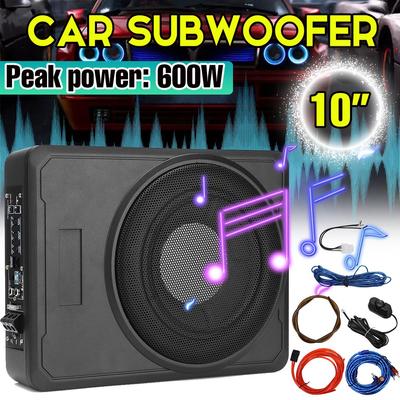 10 zoll 12V 600W Auto Subwoofer HIFI Schlank Unter-Sitz Bass Powered Auto Lautsprecher Subwoofer Power Verstärker lautsprecher Audio Prozessor