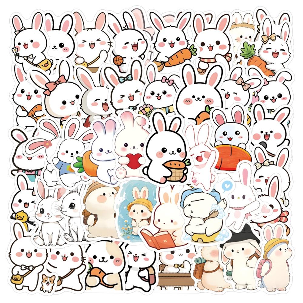 60Pcs Cute Bunny Graffiti Stickers Suitcase Water Cup Stationery Mobile Phone Scooter Laptop Refrigerator Decoration Diy Decals