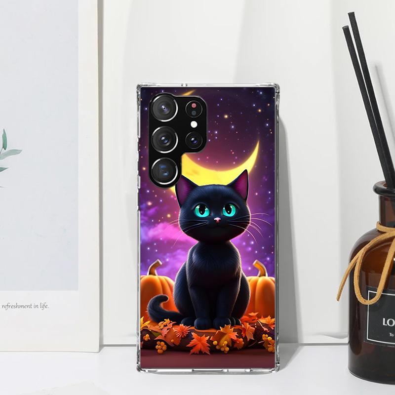 Kitten Cat Christmas Pumpkin Phone Case For Samsung Galaxy S25 S24 S23 S22 Ultra S21 FE S20 Plus S10 + S10E Art Fundas Back Cove