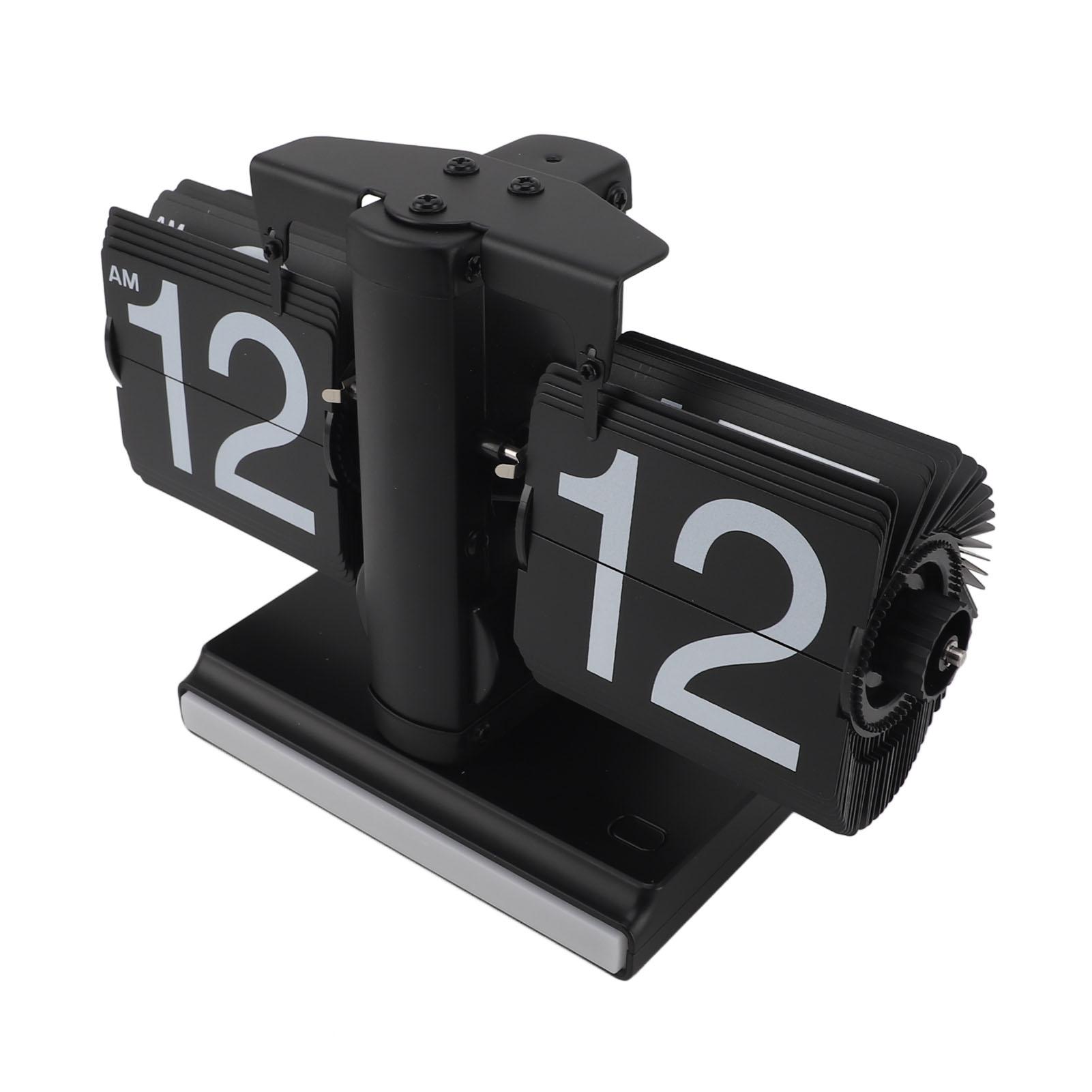 

Retro Digital Flip Down Clock Battery Powered Flip Desk Clock with LED Ambient Light for Home Office Decor All Black