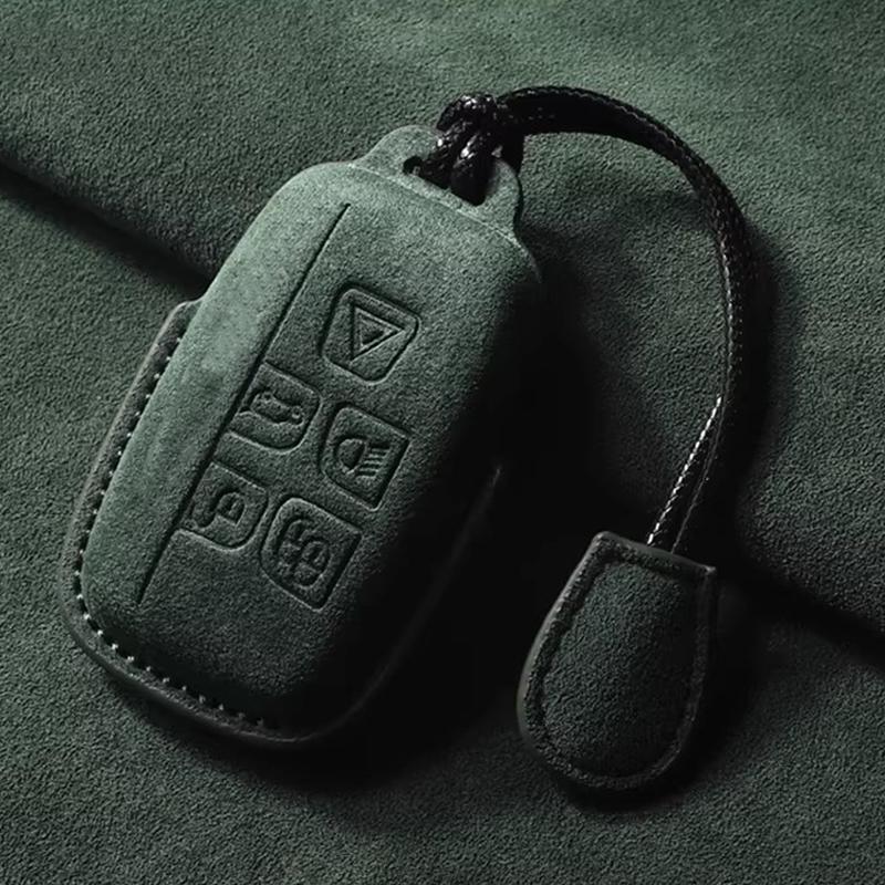 Suede Faux Leather Car Key Case Cover Protective for Jaguar XE XF XJ F-type F-pace E-pace Guitar Keychain Protector