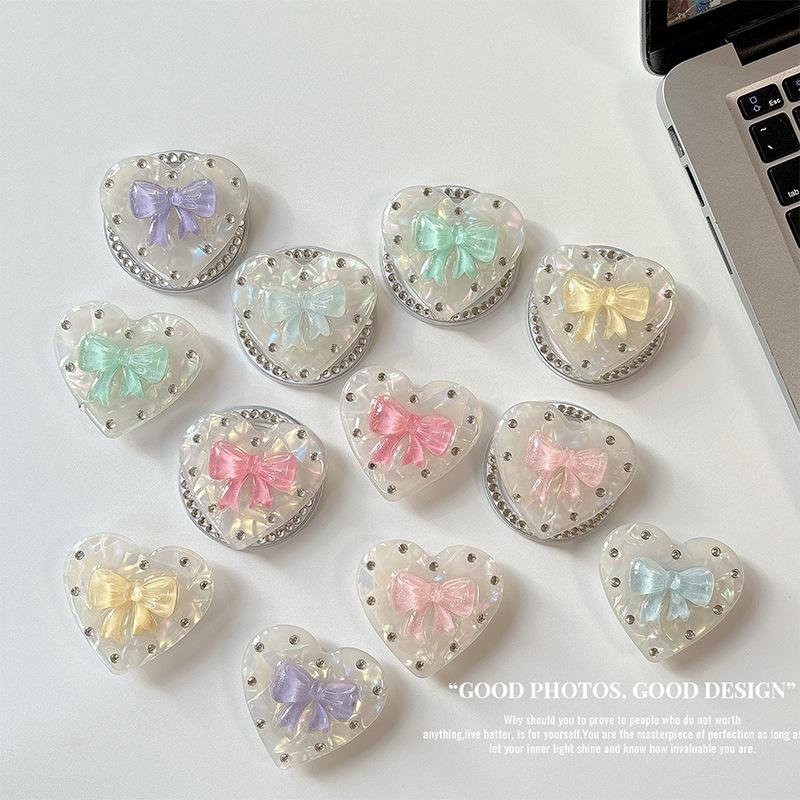 Laser Love Rhinestone Magnetic Desktop Mobile Phone Holder Airbag Folding Telescopic Paste Ring Portable