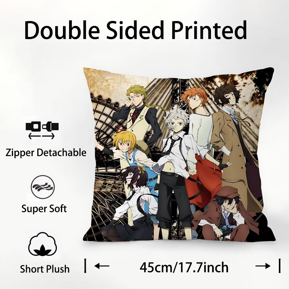 

Подушка Бунго Бродячие псы Плюшевая Ткань Мягкий Двусторонний Принт Наволочка Чехол для Подушки Диванная Подушка Чехлы для Декоративных Подушек 12x12Inch