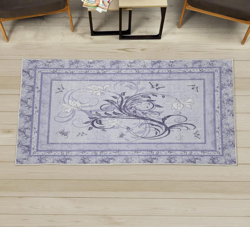 Dinosaur Decorative Rug,Jurassic Scenario Cartoon Animals in Wilderness Cloudy Sunrise Back, Quality Carpet for Bedroom Dorm and