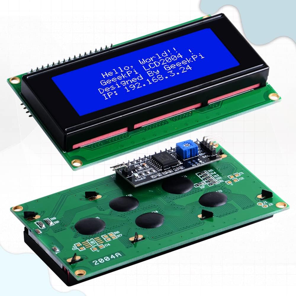 GeeekPi IIC I2C TWI Serial LCD 2004 20x4 Display Module with I2C Interface Adapter Blue Backlight for Raspberry Pi Arduino STM32 DIY Maker Project
