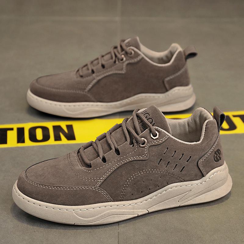 

Модные мужские повседневные кроссовки на весну-осень, удобные, дышащие, из кожи, спортивная обувь на шнуровке, для улицы, для бега, студенческие, на шнуровке, нескользящие 44