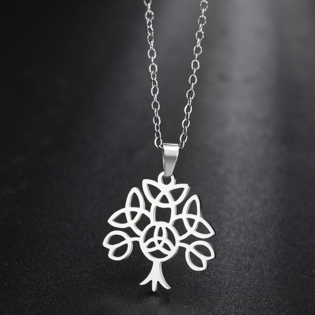 LIKGREAT Celtics Knot Necklace for Women Celtic Tree of Life Pendant Necklaces Stainless Steel Vintage Talisman Jewelry Gifts