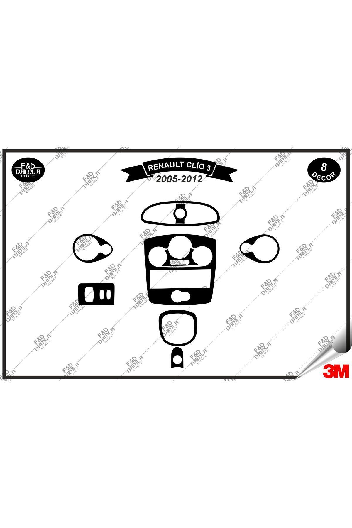 

Renault Clio 3 (2005-2012)Torpido Konsol Trim Göğüs Maun Kaplama Set 8 Parça Siyah