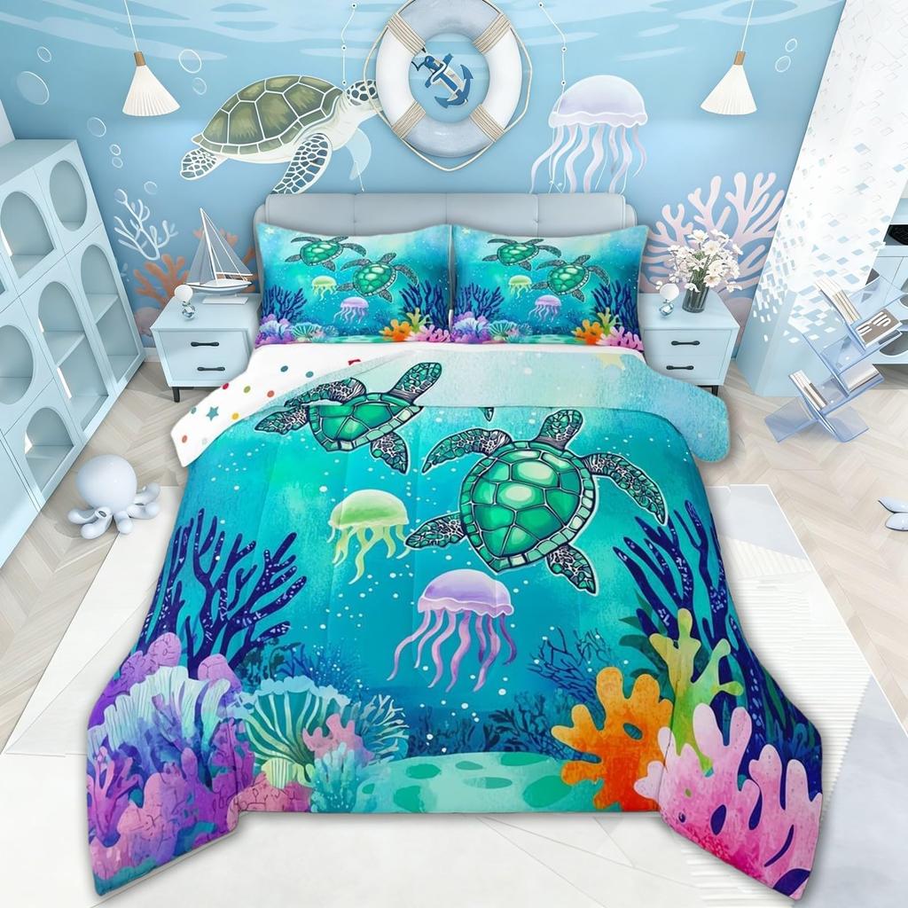 Butterfly Dream Catcher Comforter Set for Kids Teens Girls, Mandala Feather Bedding Down Comforter Twin Size, Bohemian Duvet Insert, Galaxy