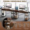 120cm Computer Desk with Power Outlets, Office Desk Study Table with Fabric Drawers and Storage Shelves, Rustic Brown