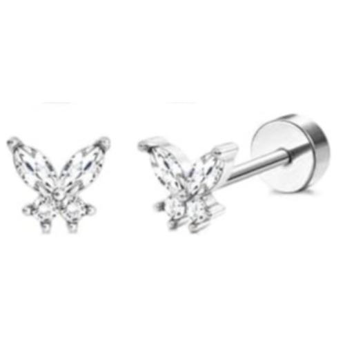Drperfect 1Pair Flat Back Earrings for Women Surgical Steel Earrings for Sensitive Ears Hoop Stud Cartilage Tragus Piercings