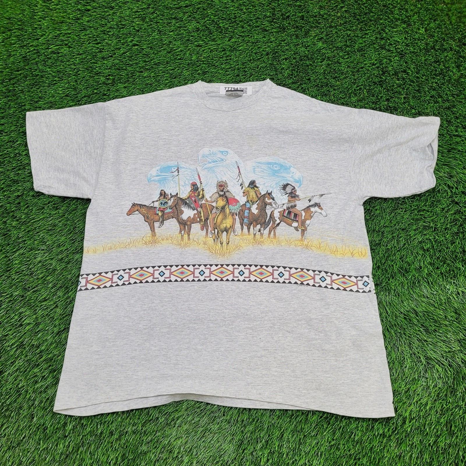 

Vintage 1991 Native-American Shirt L/XL 23x28 Wrap-Around S
