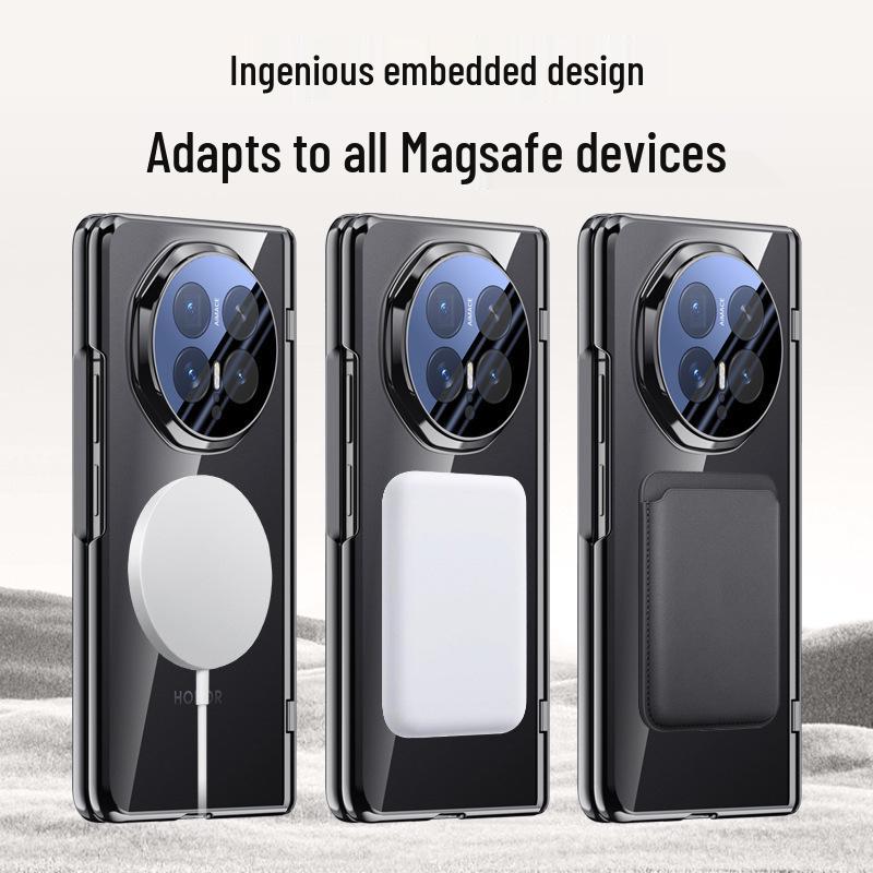 Compatible Honor Magic V6 Foldable Phone Case: Transparent Magnetic Charging, Full Coverage, Anti-Drop Protection.