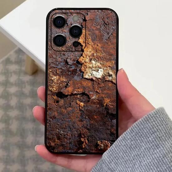 Yousheng Rusty Phone Case Shockproof Phone Cover Industrial Iron Inspired Phone Shell 360-degree Protection Case for IPhone 15/15Pro/15ProMax/15Plus