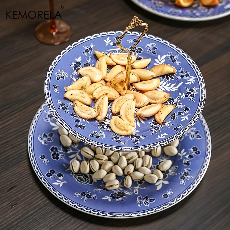 KEMORELA Keramický stojan na dezerty 2/3 patra - Vícepatrový podnos na servírování dortů pro bufet a party dekorace v evropském stylu