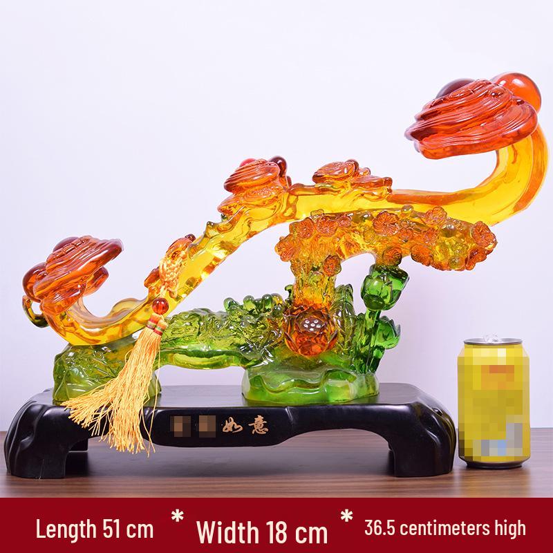 Yellow Jade Ruyi Ornament for Living Room or Wine Cabinet - Housewarming or Company Opening Gift
