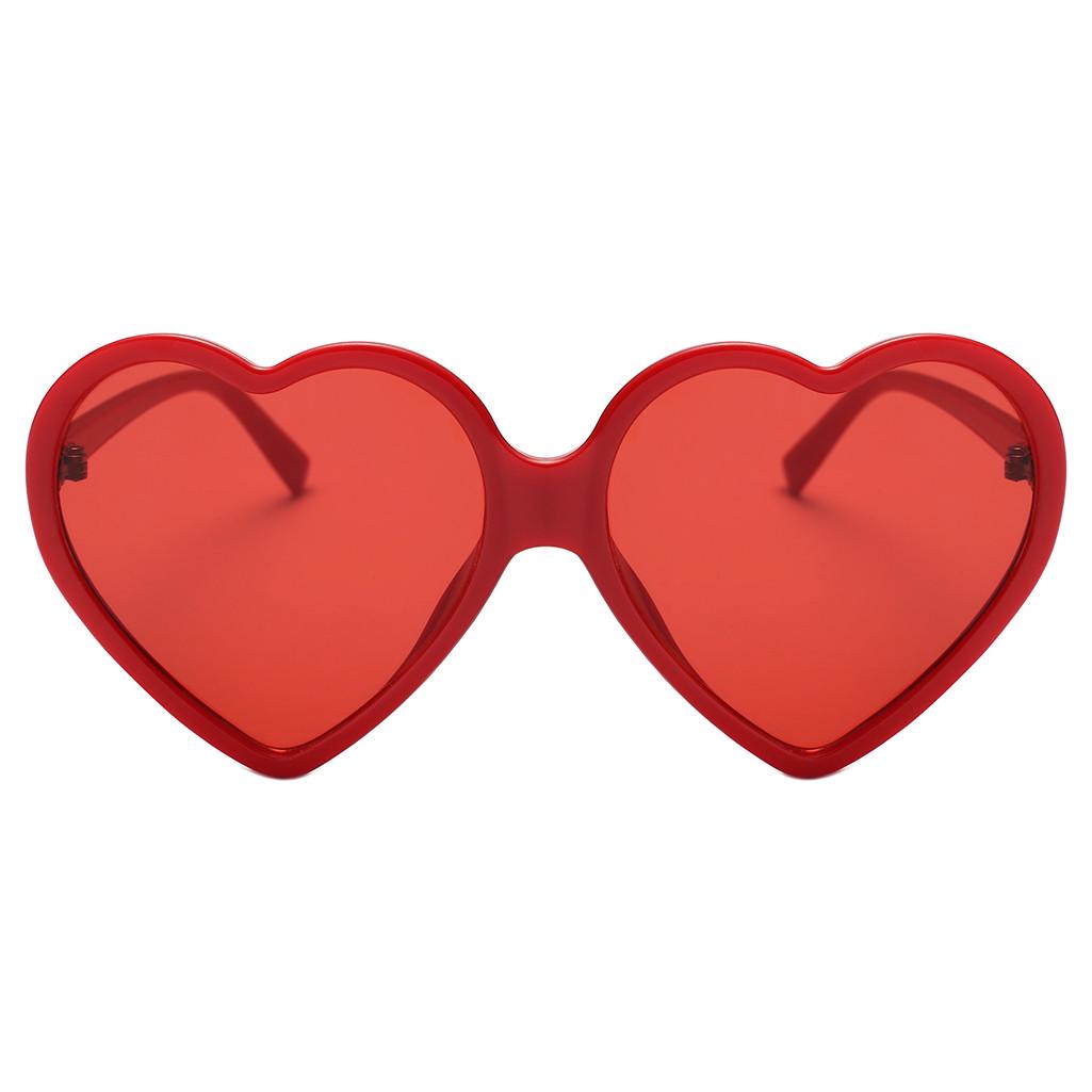 Women Fashion Unisex Heart-shaped Shades Sunglasses Integrated UV Glasses красный