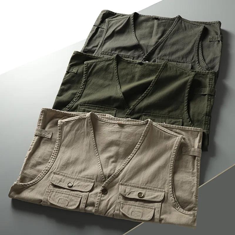 Mens Cargo Outdoor Outerwear Fishing Casual Coat Sleeveless Jacket Sports Hiking Photography Many Pocket Partable Multifunction Coat For Men