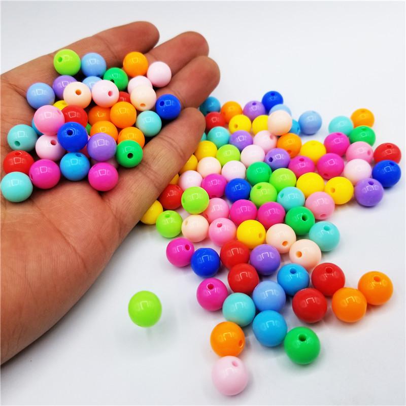 8mm 100/500szt. Solidne Akrylowe Plastikowe Koraliki Rzemieślnicze Prosty Otwór Kolory Cukierkowe dla Dzieci DIY Tworzenie Biżuterii Rzemiosło Akcesoria