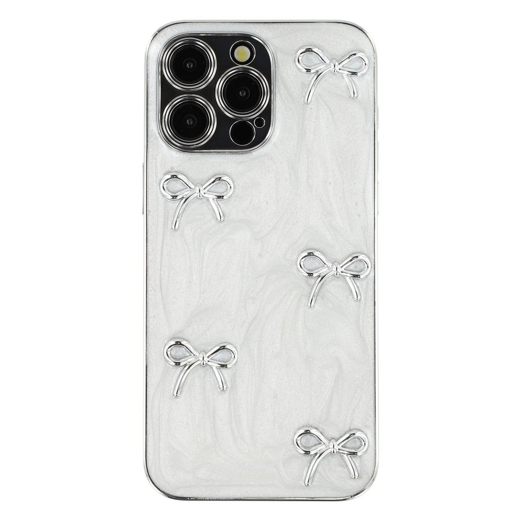 For iPhone 15 Pro Max Case Electroplated Epoxy Metal Decor TPU+Acrylic Phone Cover Precise Cutouts