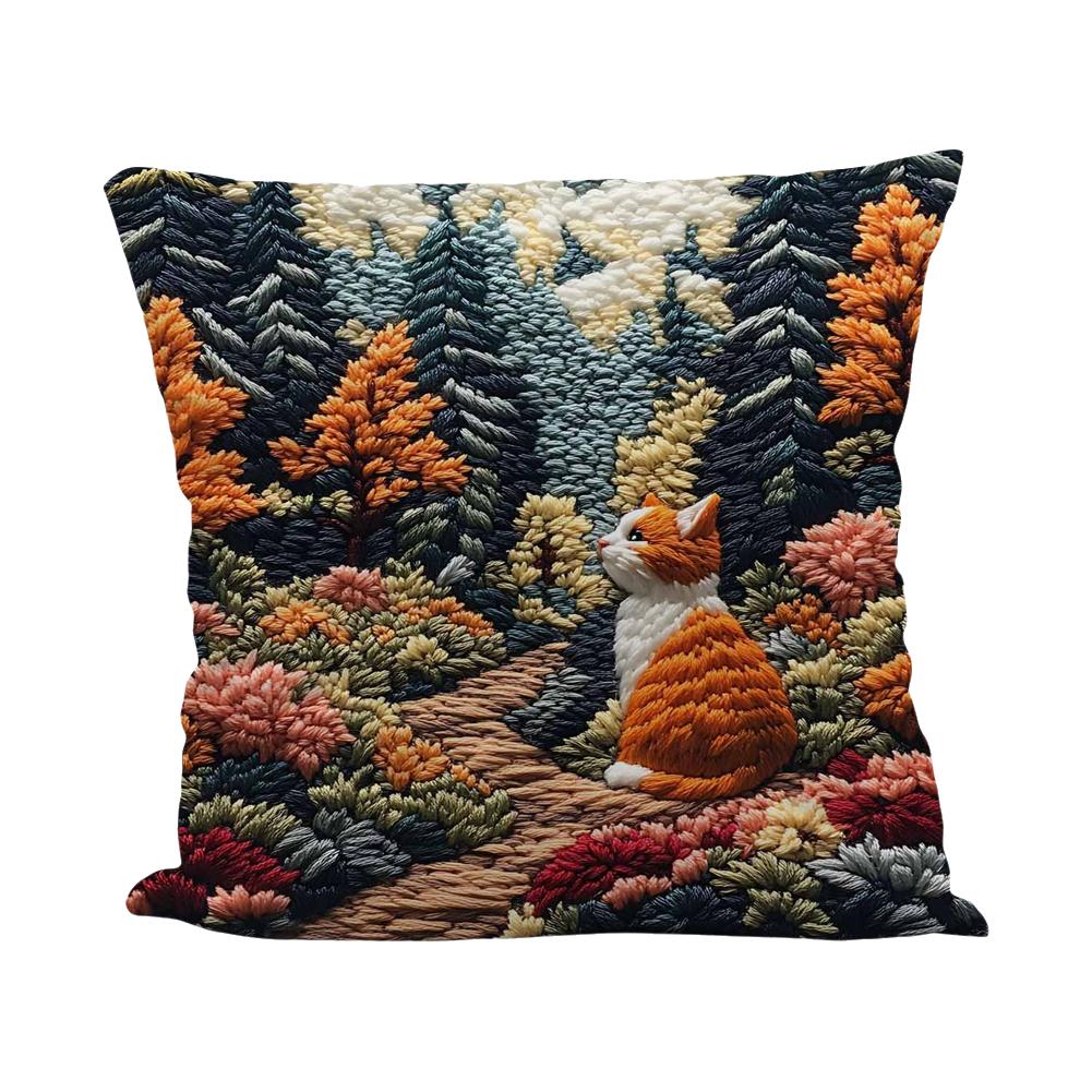 18In Vintage Cat Decorative Throw Pillow Covers Imitation Embroidered Farmhouse Decor Pillow Cases For Sofa Couch Cushion Covers