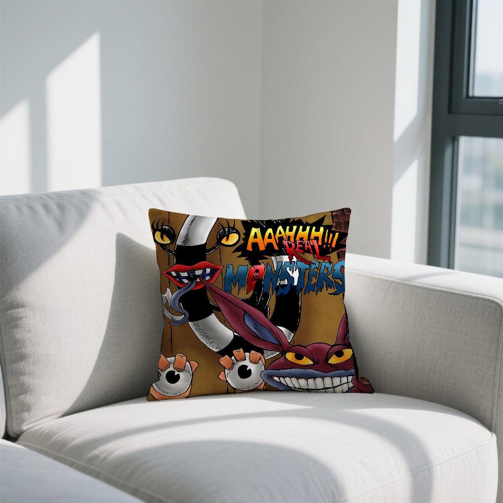 Aaahh R-Real M-Monsters Cushion Cover Double Sided Printed Polyester Pillowcase Pattern Decorative Zipper Cushion Cover