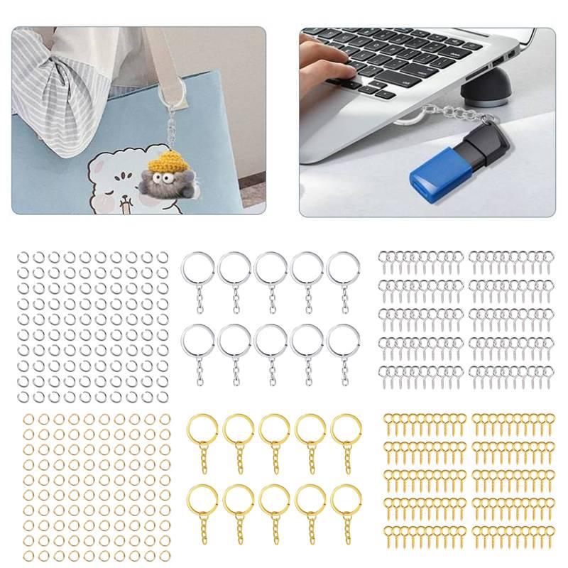 Screw Pins Eye Metal Bulk Split Key Ring Set For Diy Resin Keyring Art Craft