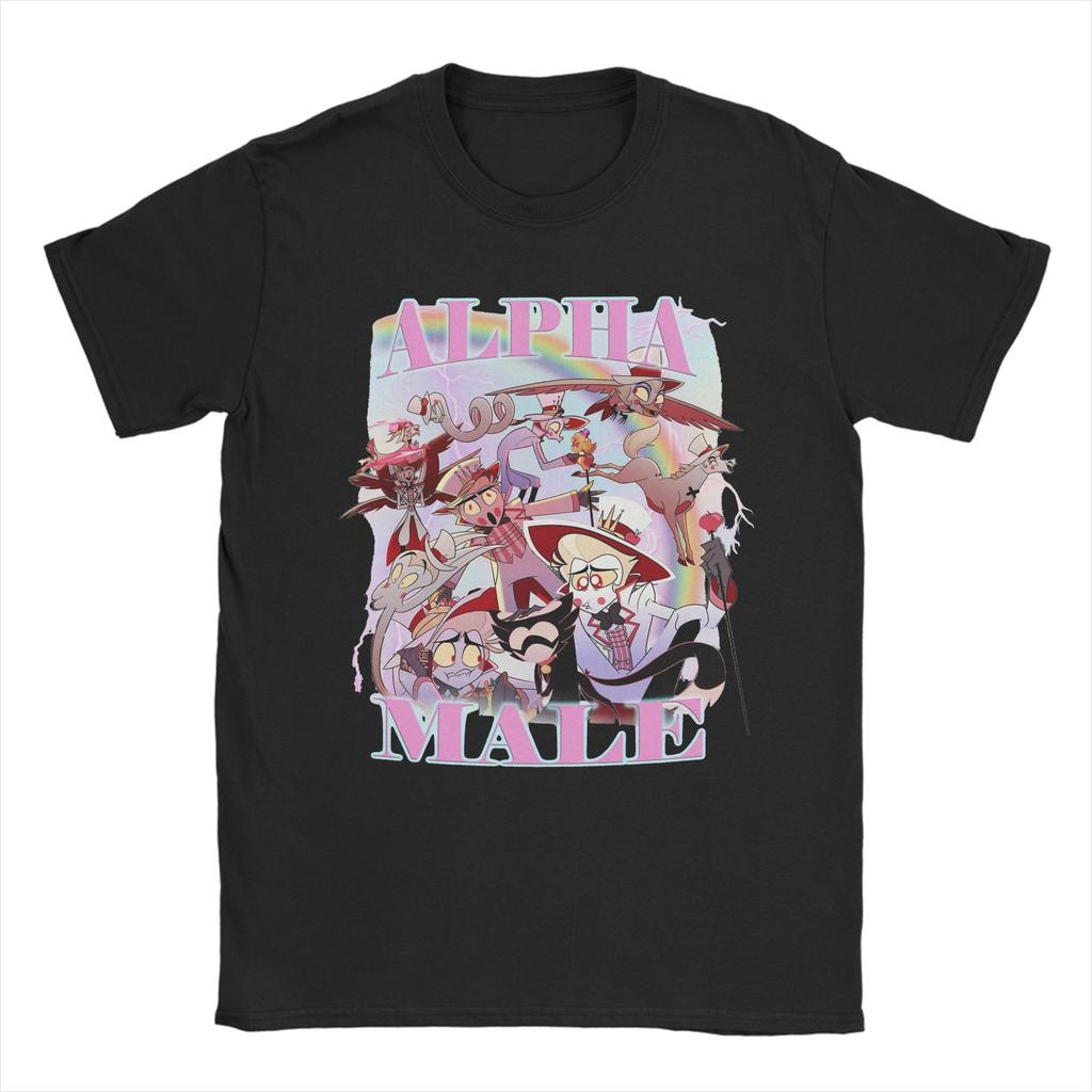 Herr Lucifer Manlig Hazbins Hotels T-shirt Kläder i ren bomull Fantastisk Kortärmad Rundhals T-shirt 4XL 5XL T-shirts