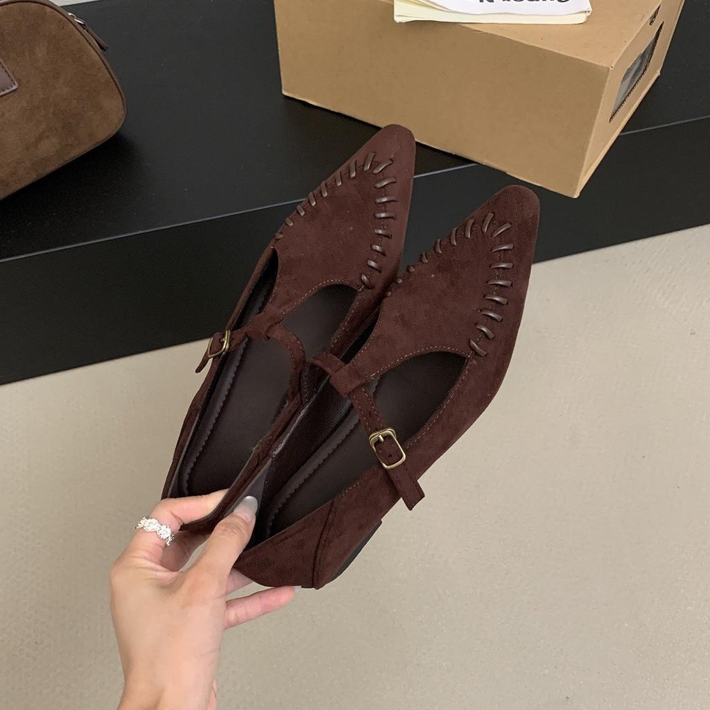 French British Style Women's Shoes, Suede Mary Jane Shoes, 2025 Fall/winter New Soft-soled Shoes, Retro Single Shoes, Flat Shoes
