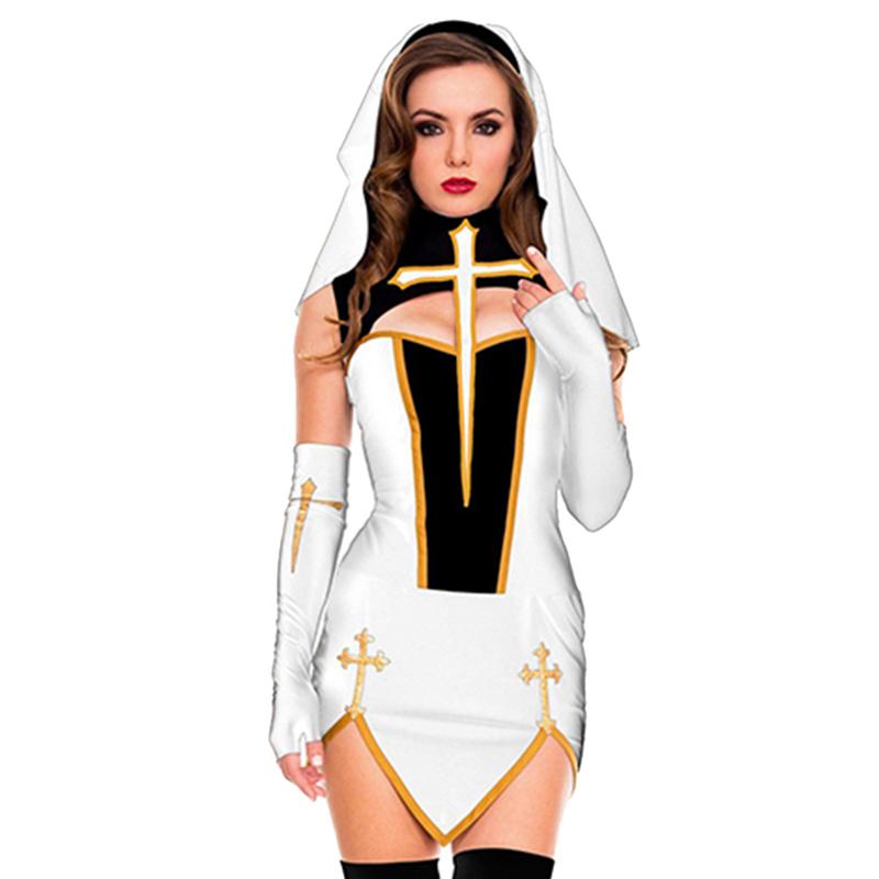 Sexy Lady Jeptiška Superior Kostým Karneval Halloween Kostel Náboženský klášter Cosplay Maškarní společenské šaty