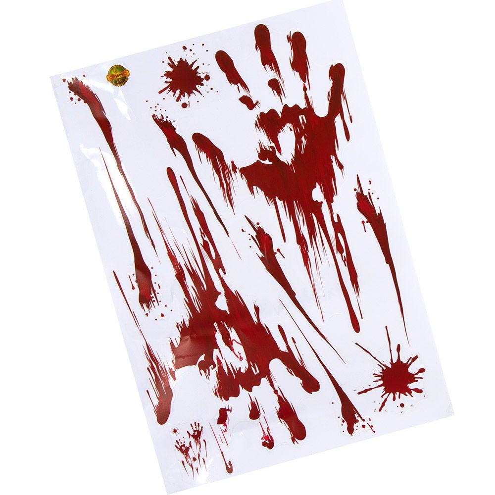 Removable 3D Widnow Decor Halloween Decor Wall Stickers Horror Finger Foot Blood Handprint