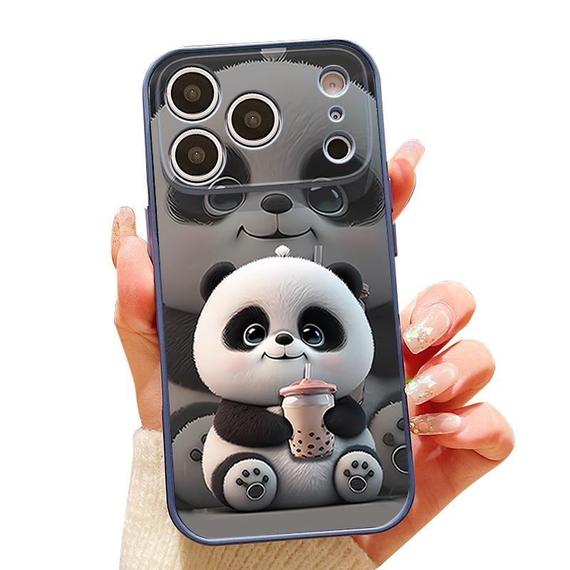Milk Tea-drinking Panda Case For iPhone 17 Pro Max Magnetic For Magsafe Skin Feeling Cover For iPhone 16 15 14 13 Pro Max