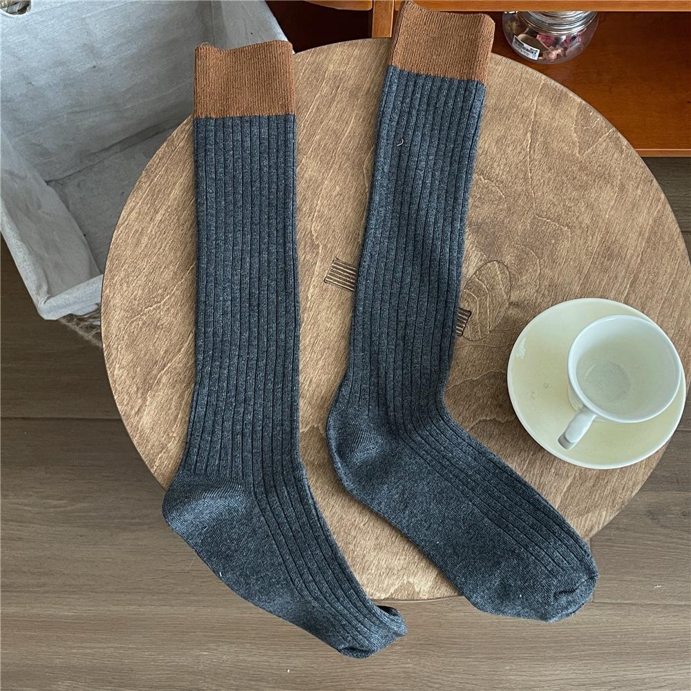 Women's Stockings Color Matching Knitted Cotton Long Socks Stockings Women JK Japanese Fashion School Girls Knee Socks Stockings