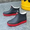 Rain Shoes Waterproof Fashion Water Shoes Men's Rain Boots Short Tube Medium Tube Kitchen Non-slip Rubber Shoes Piled Thickened Warm Water Boots Winte