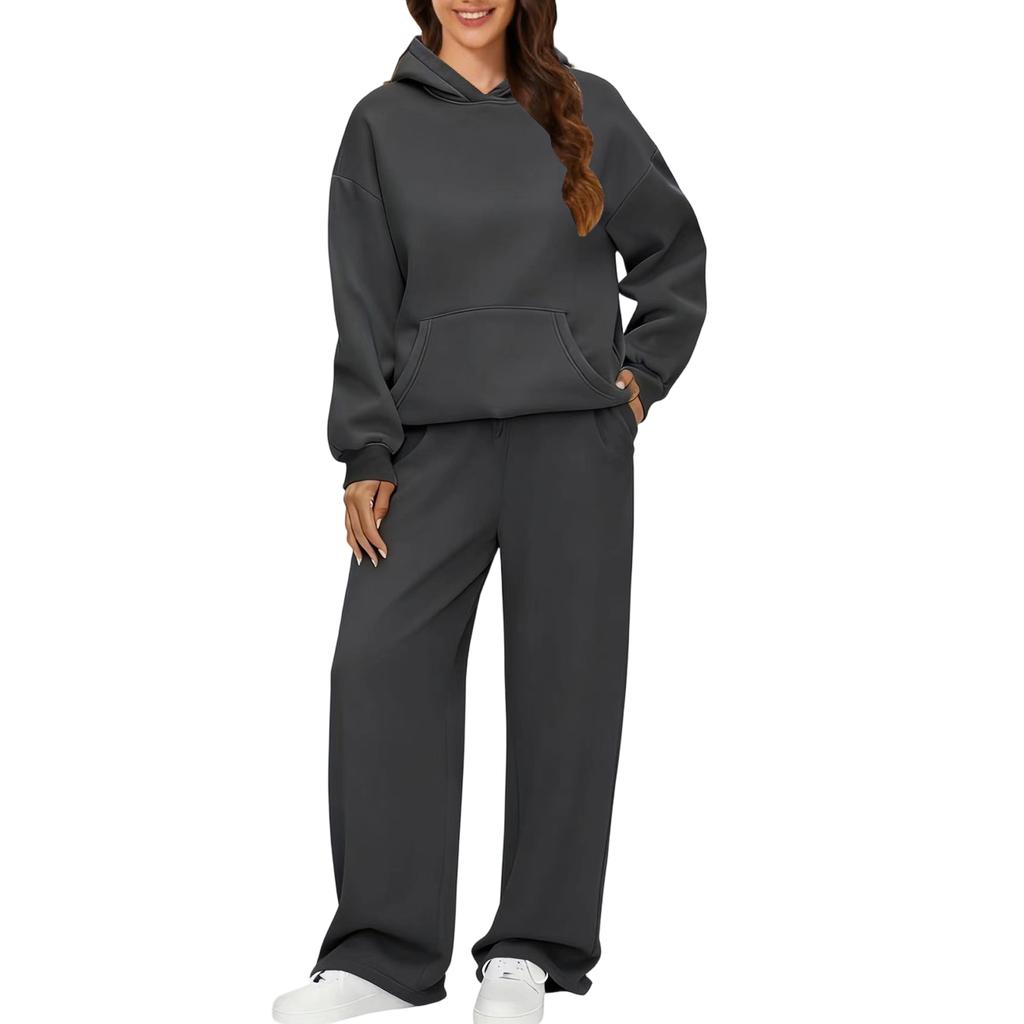 Womens 2 Piece Outfits Hoodie Sweatsuit Sets Oversized Sweatshirt Baggy Fall Fashion Sweatpants With Pockets