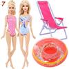 4 Przedmioty Akcesoria do Kostiumów Kąpielowych dla Lalki 2x Kostium Kąpielowy Bikini 1x Leżak Plażowy 1x Nadmuchiwany Koło do Pływania 30CM Ubranka dla Lalki 11,8 Calowa Zabawka Lalka
