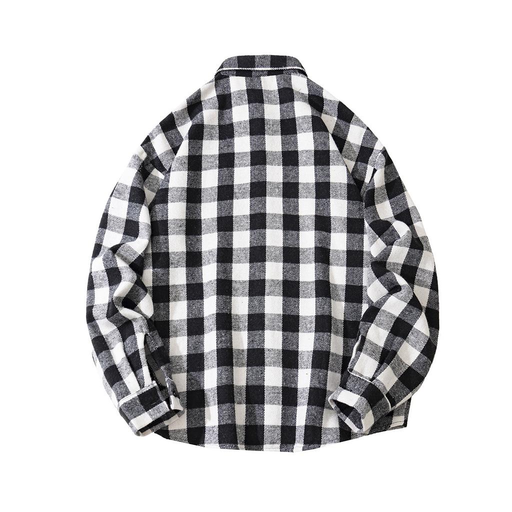 Autumn Men'S Plaid Abraded Thickened Long Sleeve Shirt Men'S Casual Shirt Jacket