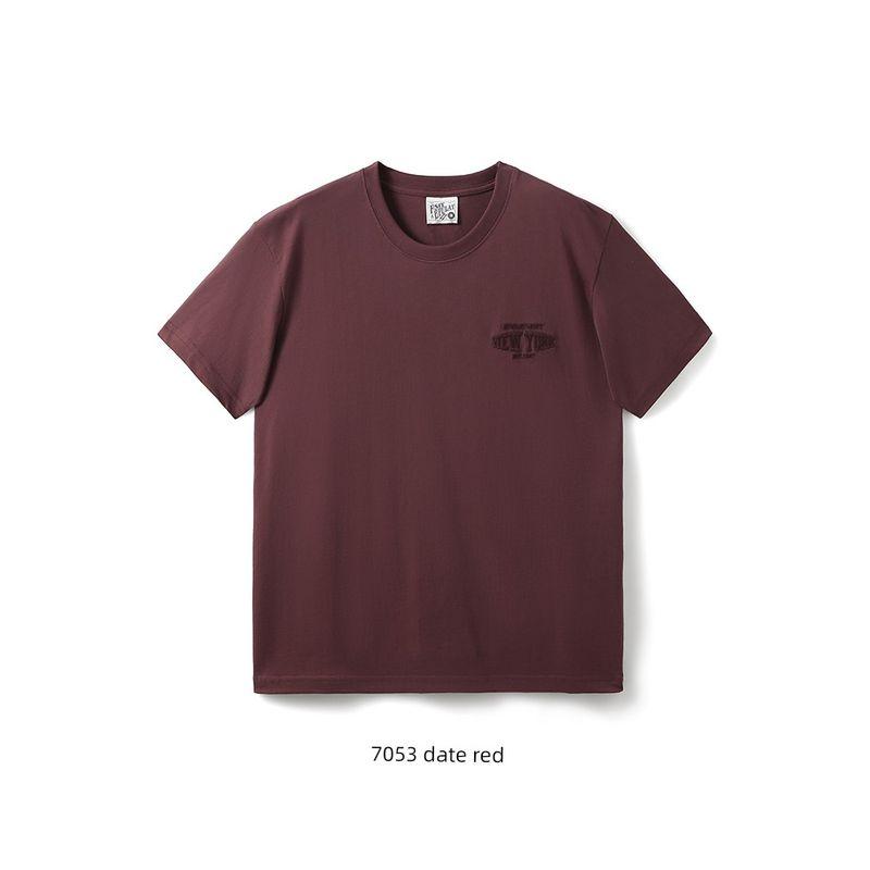 American vintage Cotton Fashion Brand Letter Embroidery Short sleeve T-shirt Men's Summer Bottoming Shirt Foreign Trade Men's Cotton T-shirt